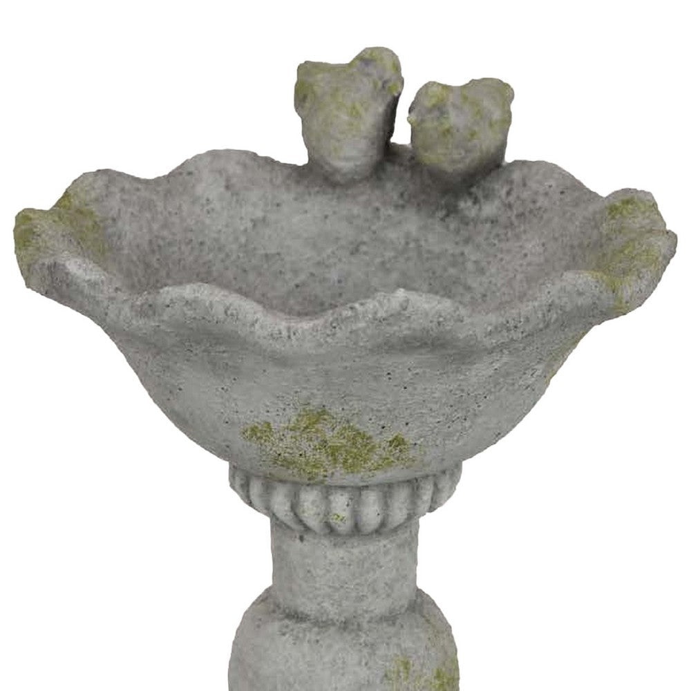 Ivina Bird Bath Feeder Gray and Green Cute Decorative 16 Inch