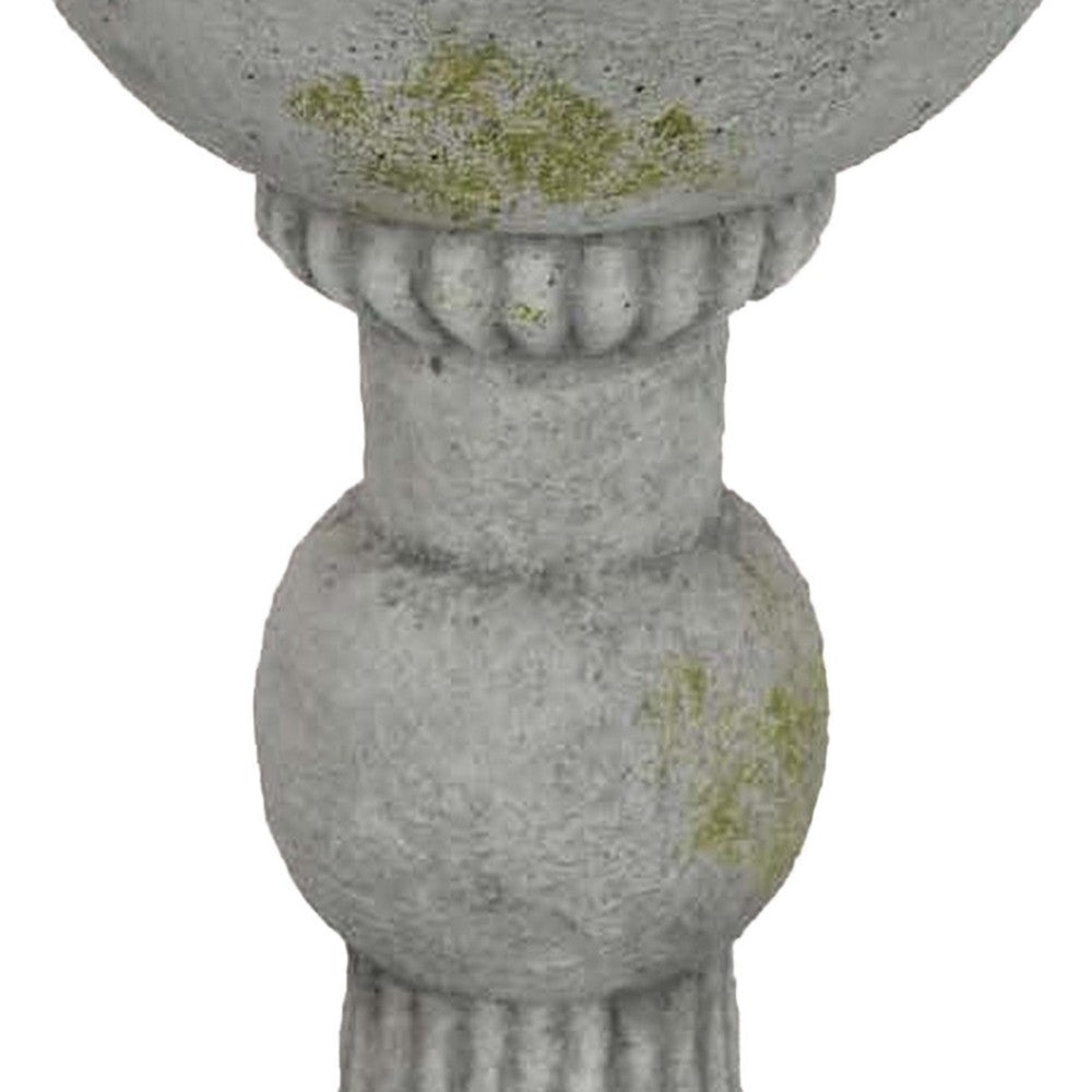 Ivina Bird Bath Feeder Gray and Green Cute Decorative 16 Inch