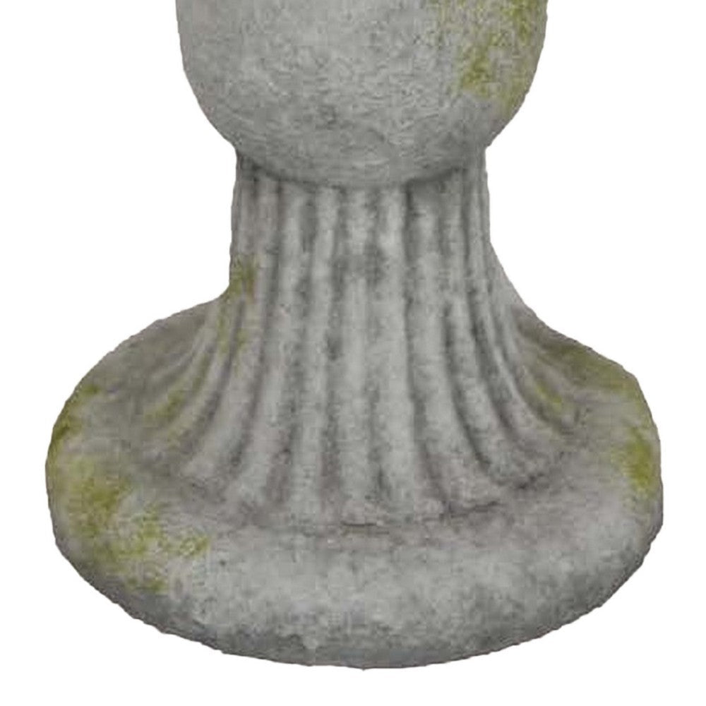 Ivina Bird Bath Feeder Gray and Green Cute Decorative 16 Inch