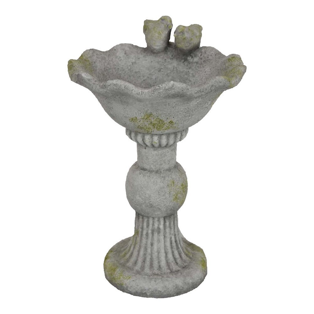 Ivina Bird Bath Feeder, Gray and Green, Cute Decorative, 16 Inch