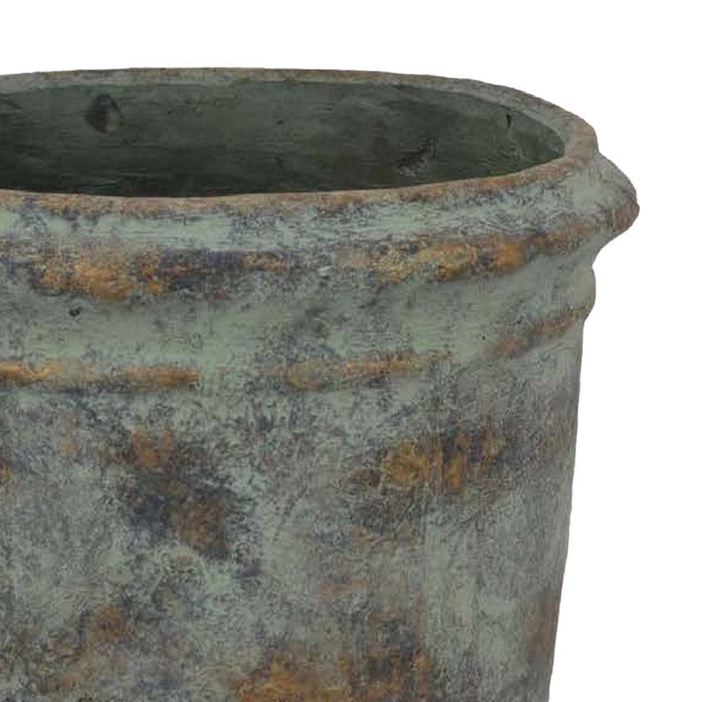 Kasa Accent Planter Green Terracotta Subtle Mottled Texture 16 Inch