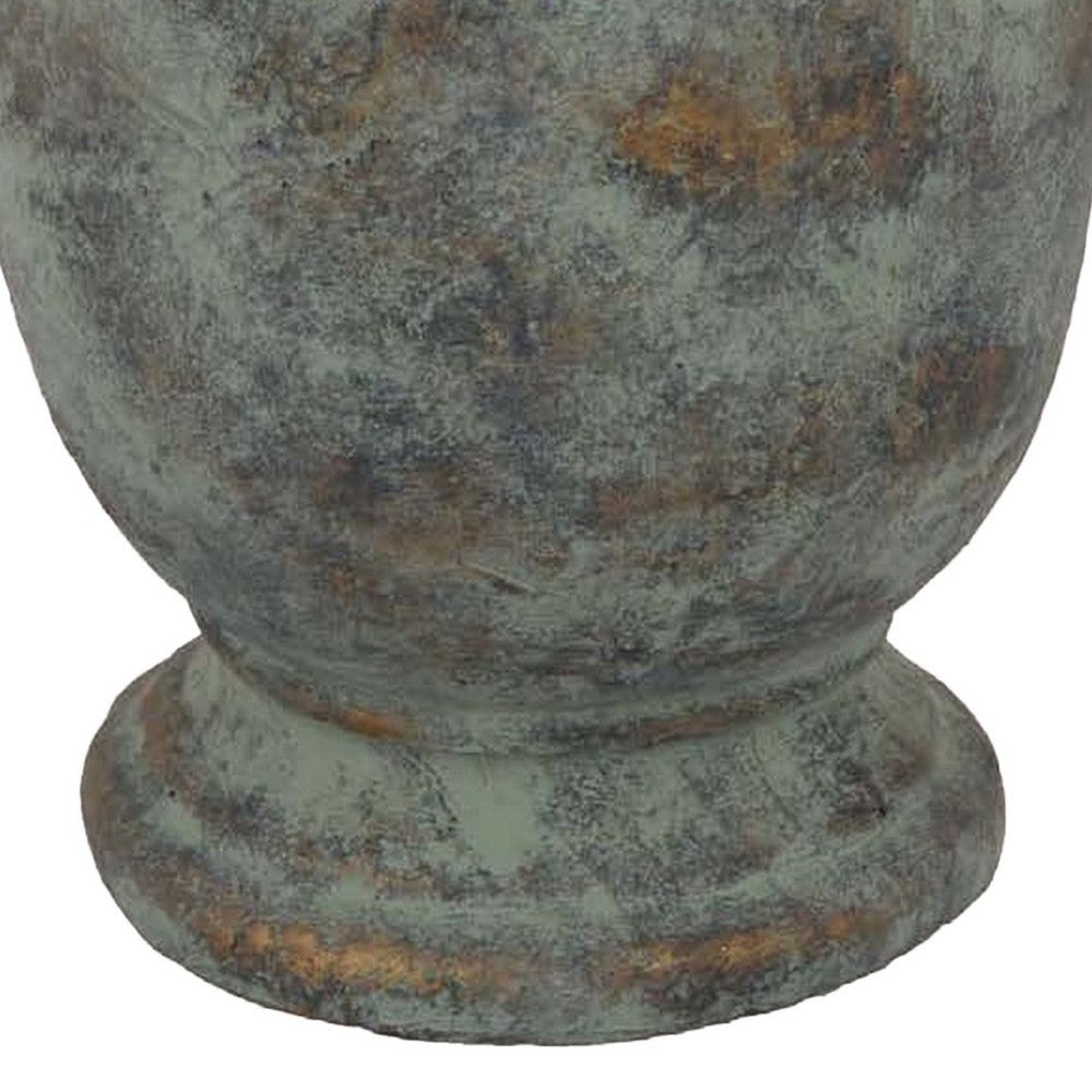 Kasa Accent Planter Green Terracotta Subtle Mottled Texture 16 Inch