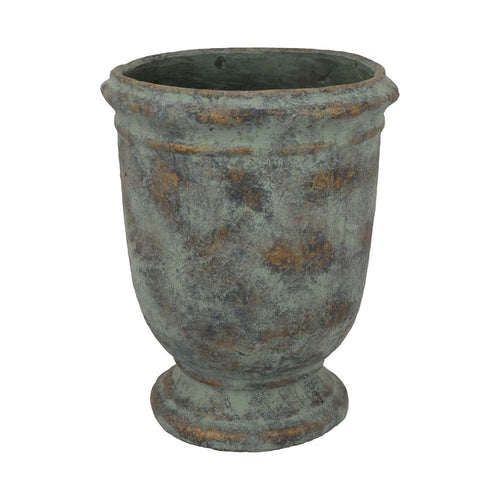 Kasa Accent Planter, Green Terracotta, Subtle Mottled Texture, 16 Inch