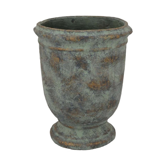 Kasa Accent Planter, Green Terracotta, Subtle Mottled Texture, 16 Inch