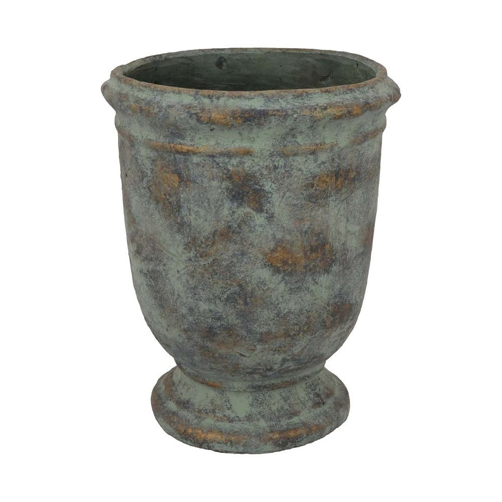 Kasa Accent Planter, Green Terracotta, Subtle Mottled Texture, 16 Inch