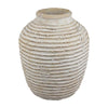 Lezlee Accent Planter, Beige Terracotta, Ridged Textured Urn, 13 Inch
