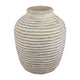 Lezlee Accent Planter, Beige Terracotta, Ridged Textured Urn, 13 Inch