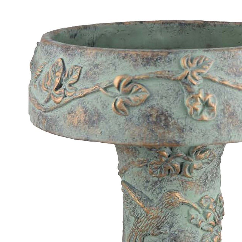 Menon Bird Bath Feeder Decorative Designs Green Terracotta 20 Inch