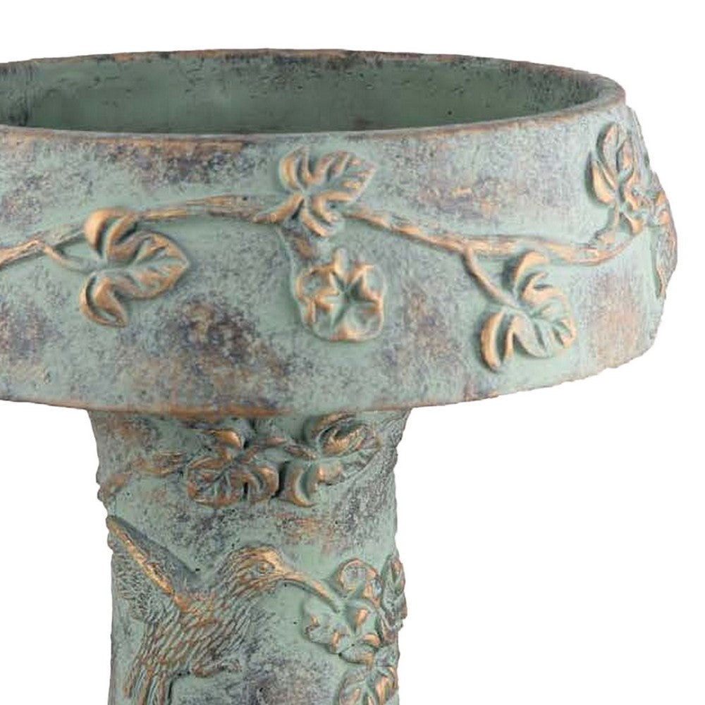 Menon Bird Bath Feeder Decorative Designs Green Terracotta 20 Inch