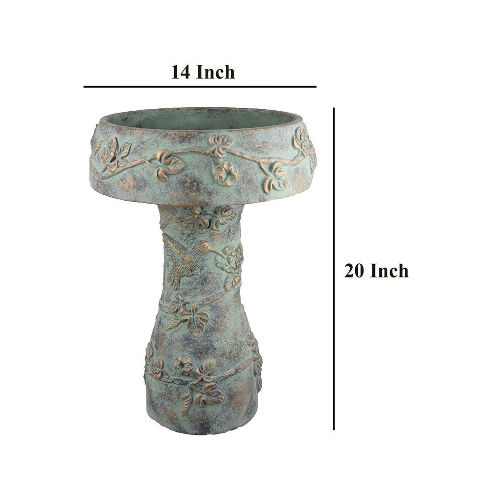 Menon Bird Bath Feeder Decorative Designs Green Terracotta 20 Inch