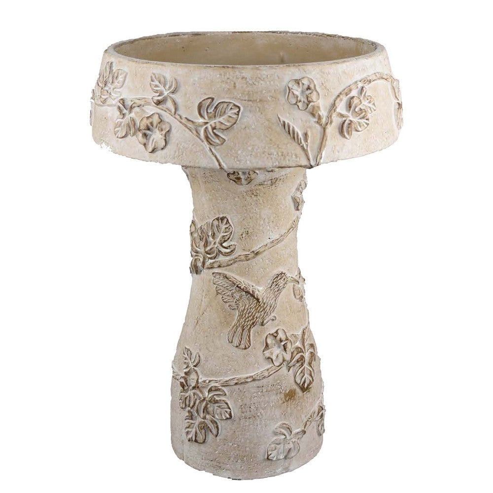 Menon Bird Bath Feeder, Decorative Designs White Terracotta, 20 Inch