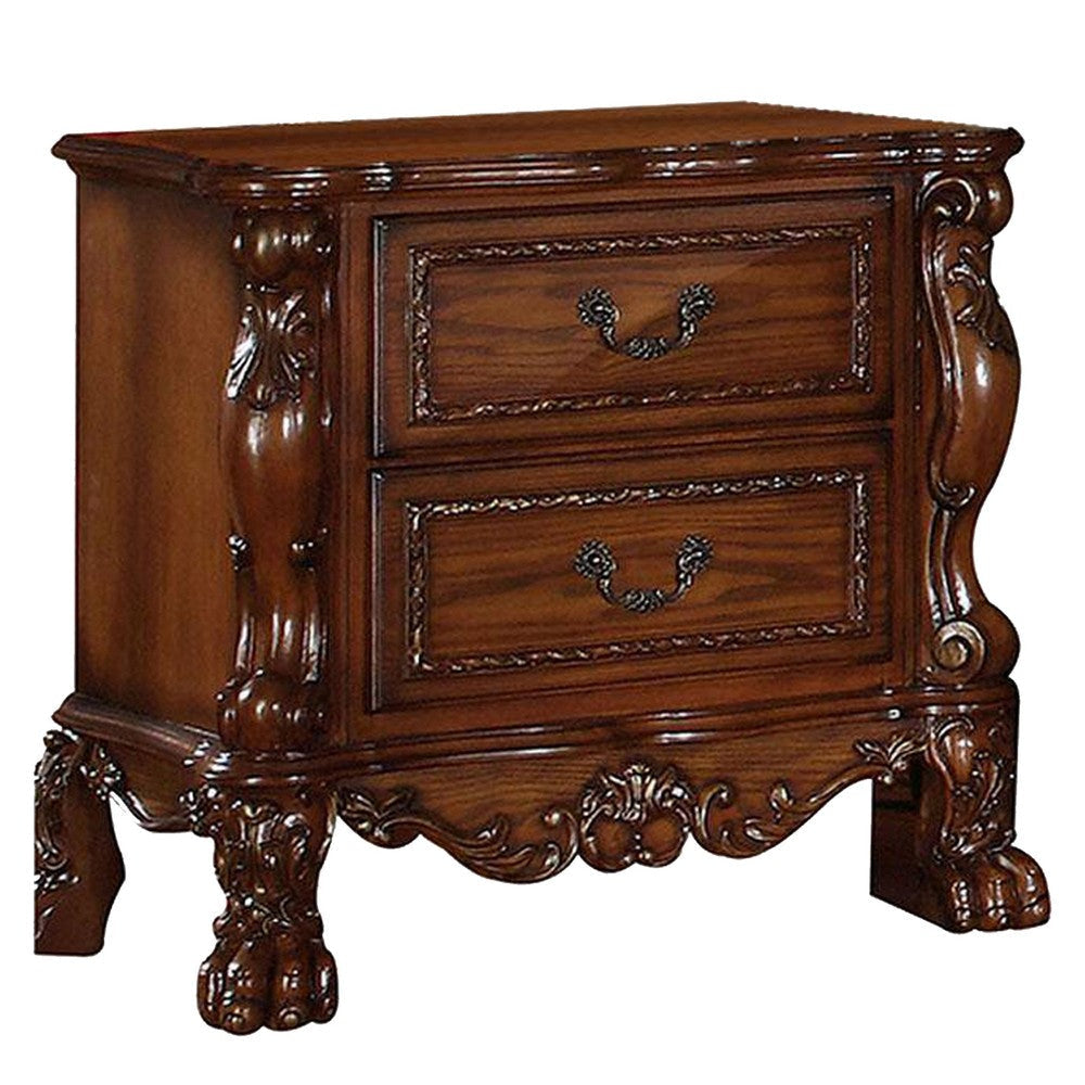 Rosy Four Piece Queen Bedroom Set Raised Inlay Moldings Cherry Oak Brown