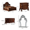 Rosy Four Piece Queen Bedroom Set Raised Inlay Moldings Cherry Oak Brown