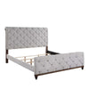 Liza Four Pc Queen Bedroom Set Tufted Gray Upholstery Brown Wood Nickel Sled Base BM331137