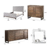 Liza Four Pc Queen Bedroom Set Tufted Gray Upholstery Brown Wood Nickel Sled Base BM331137