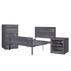 Dua Three Pc Full Bedroom Set, Recessed Panel Pattern, Industrial Style, Gray Metal