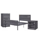 Dua Three Pc Full Bedroom Set, Recessed Panel Pattern, Industrial Style, Gray Metal