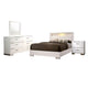 Cari Four Pc King Bedroom Set, LED Headboard with Shelf, White Wood, Chrome Stripes