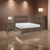 Ko Three Piece Full Size Bedroom Set, Panel Detailings, Black Metal Handles, Rustic Brown