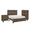 Ko Three Piece Full Size Bedroom Set, Panel Detailings, Black Metal Handles, Rustic Brown