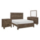 Ko Four Piece California King Size Bedroom Set, Panel Detailings, Black Metal Handles, Rustic Brown