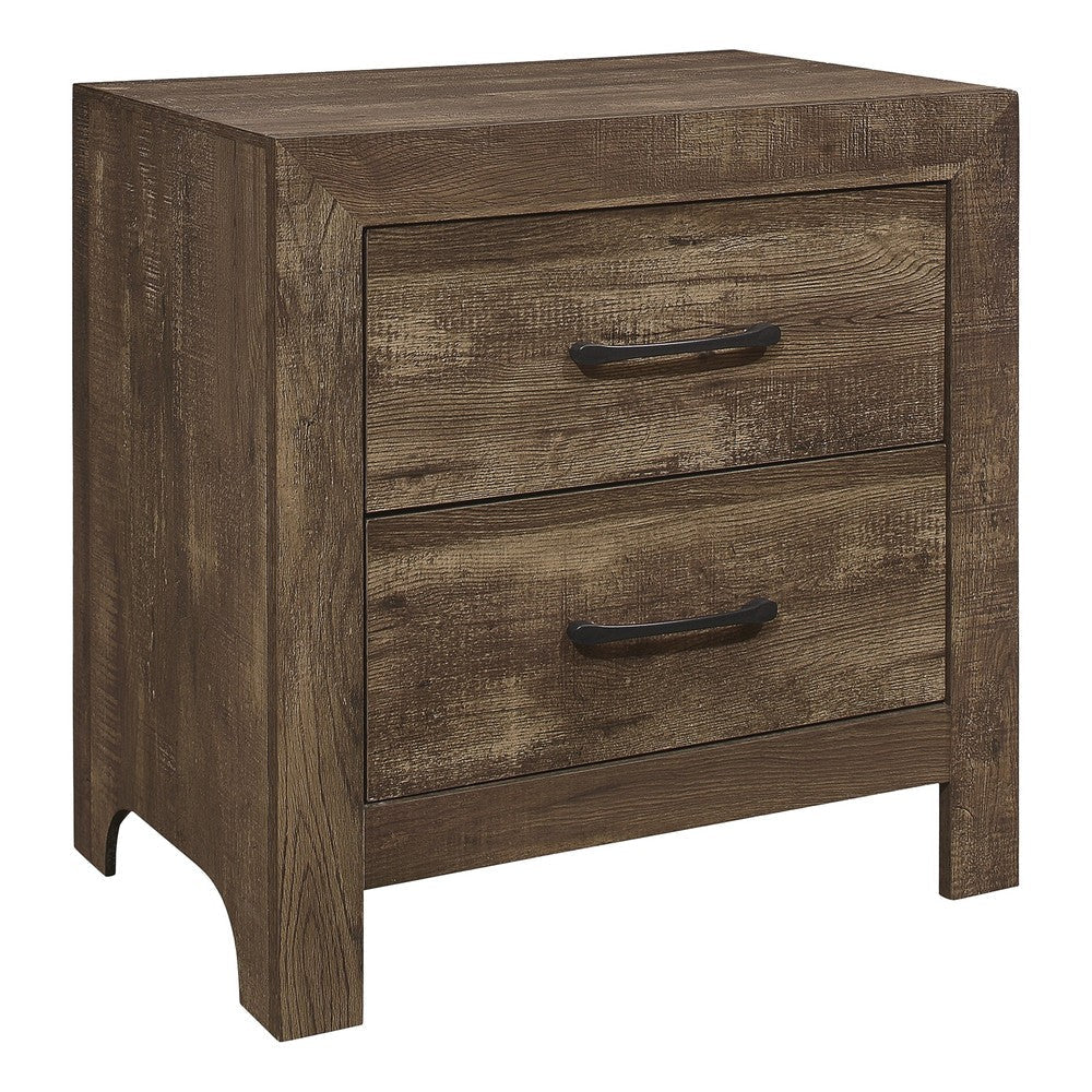 Ko Four Piece King Size Bedroom Set Panel Detailings Black Metal Handles Rustic Brown