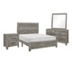 Ko Four Piece California King Size Bedroom Set, Panel Detailings, Black Metal Handles, Rustic Gray