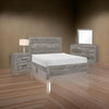Ko Four Piece King Size Bedroom Set, Panel Detailings, Black Metal Handles, Rustic Gray