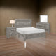 Ko Four Piece King Size Bedroom Set, Panel Detailings, Black Metal Handles, Rustic Gray