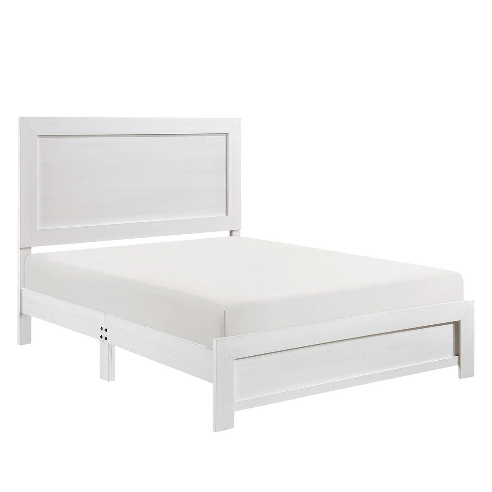 Ko Three Piece Full Size Bedroom Set Panel Detailings Black Metal Handles White BM331154