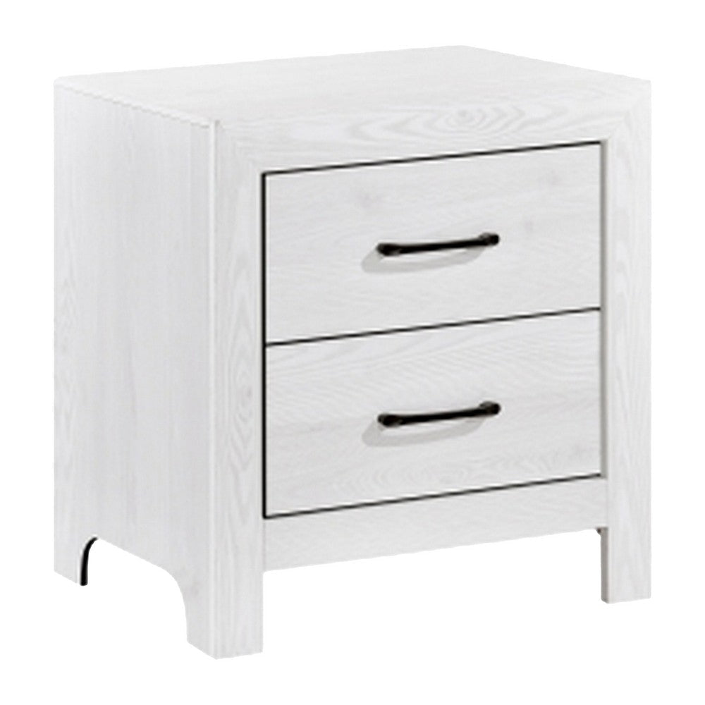 Ko Three Piece Full Size Bedroom Set Panel Detailings Black Metal Handles White BM331154