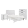 Ko Three Piece Full Size Bedroom Set, Panel Detailings, Black Metal Handles, White