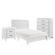 Ko Three Piece Full Size Bedroom Set, Panel Detailings, Black Metal Handles, White