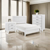 Ko Three Piece Full Size Bedroom Set, Panel Detailings, Black Metal Handles, White