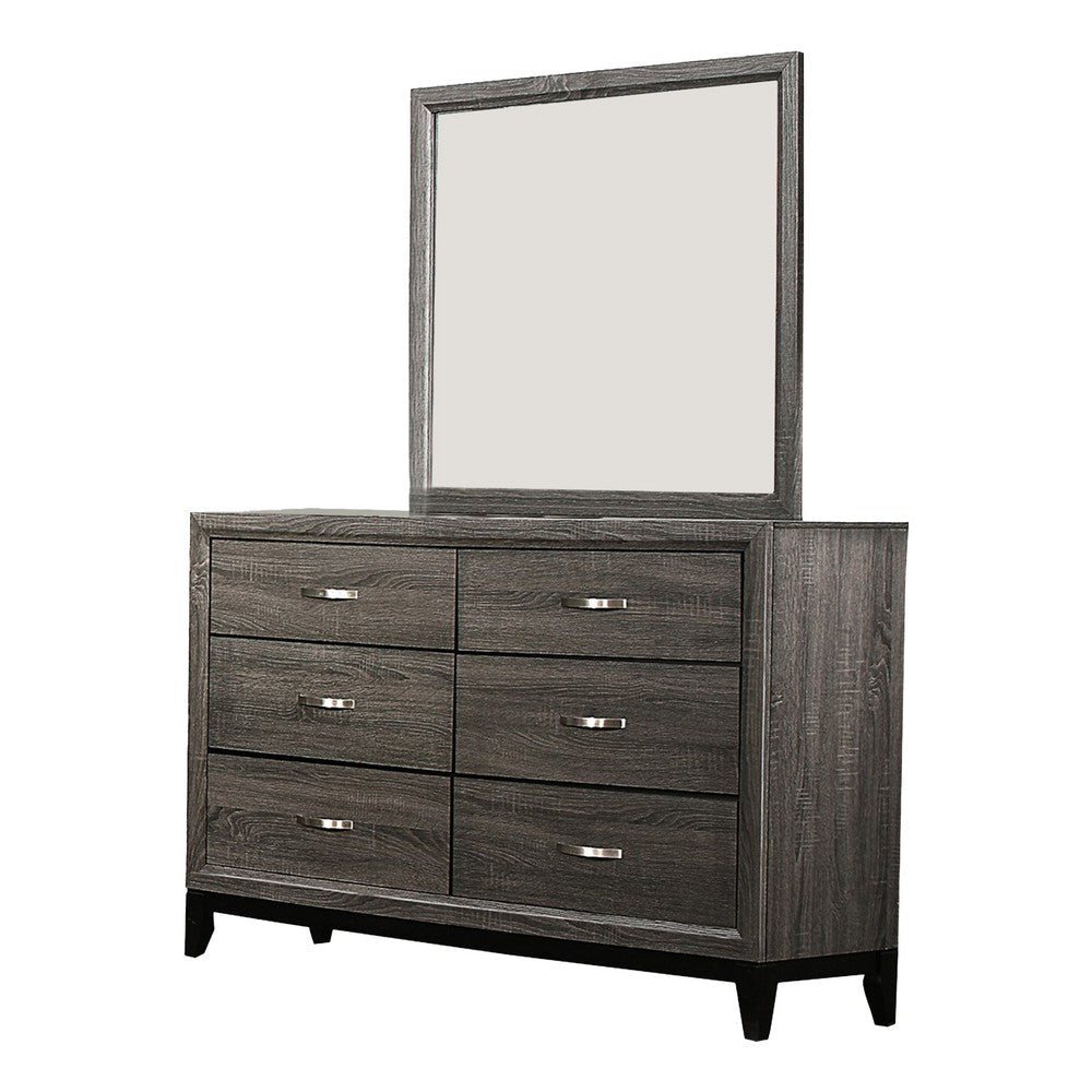 Ameya 4 Piece Bedroom Set | Queen Size | Dark Gray | Black Metal Base BM331159
