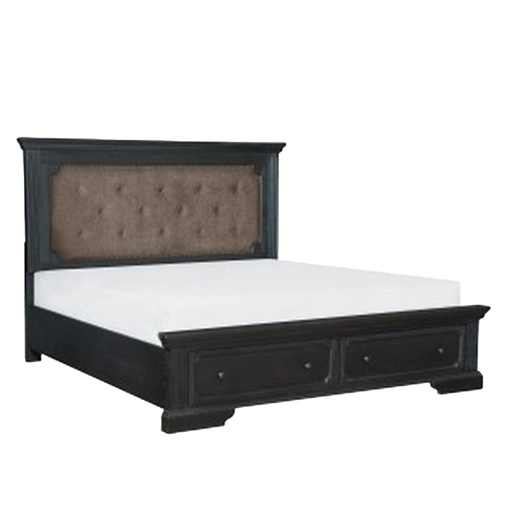 Aly 4 Piece Bedroom Set | Queen Size | Gray | Brown Upholstered Footboard BM331161