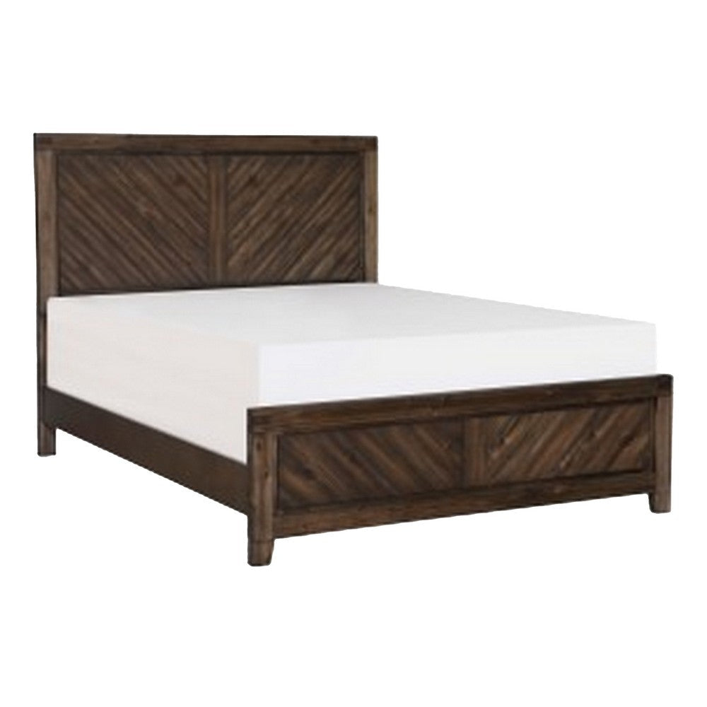Bitsy Four Pc Queen Bedroom Set V-Matched Planks Distressed Espresso Brown Wood BM331162