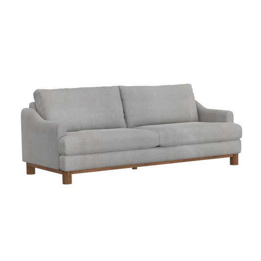 Olum Sofa, 2 Throw Pillows, Modern 85 Inch, Oyster Beige Polyester