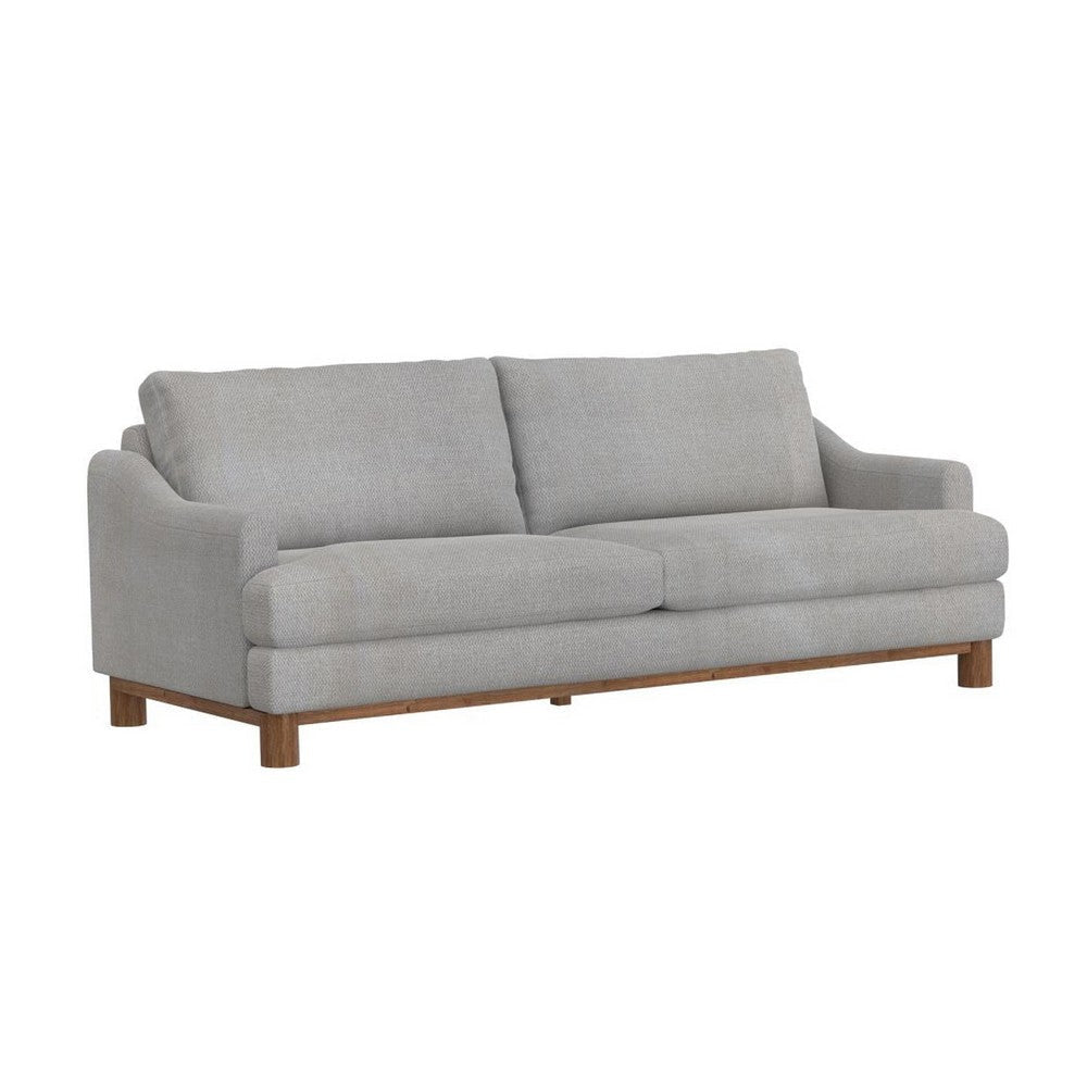 Olum Sofa, 2 Throw Pillows, Modern 85 Inch, Oyster Beige Polyester
