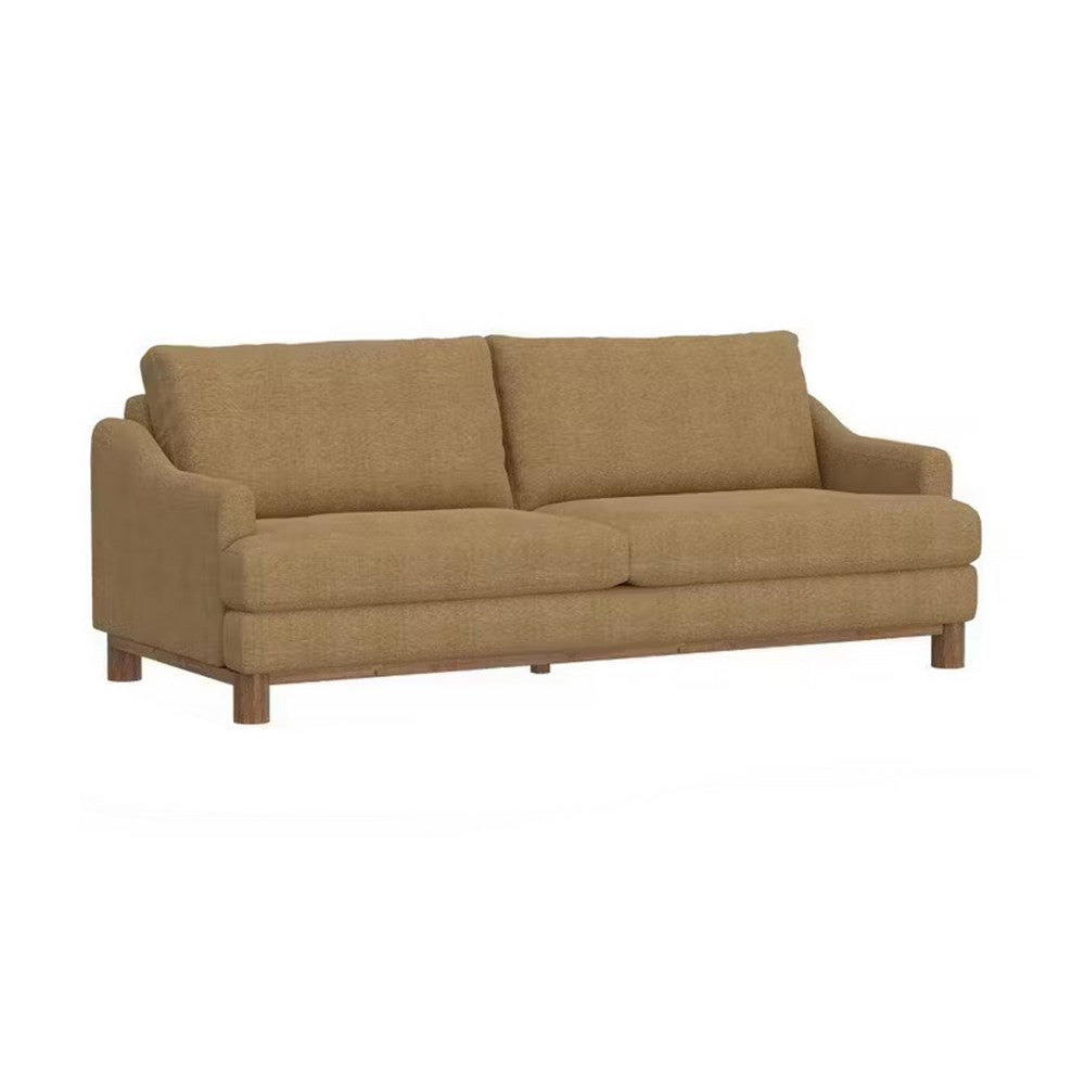 Olum Sofa, 2 Throw Pillows, Modern 85 Inch Cappuccino Brown Polyester