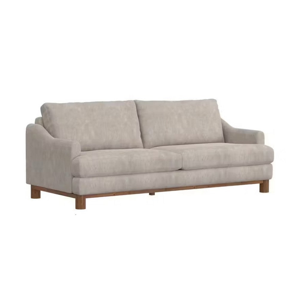 Olum Sofa, 2 Throw Pillows, Modern 85 Inch, Oyster Gray Faux Leather