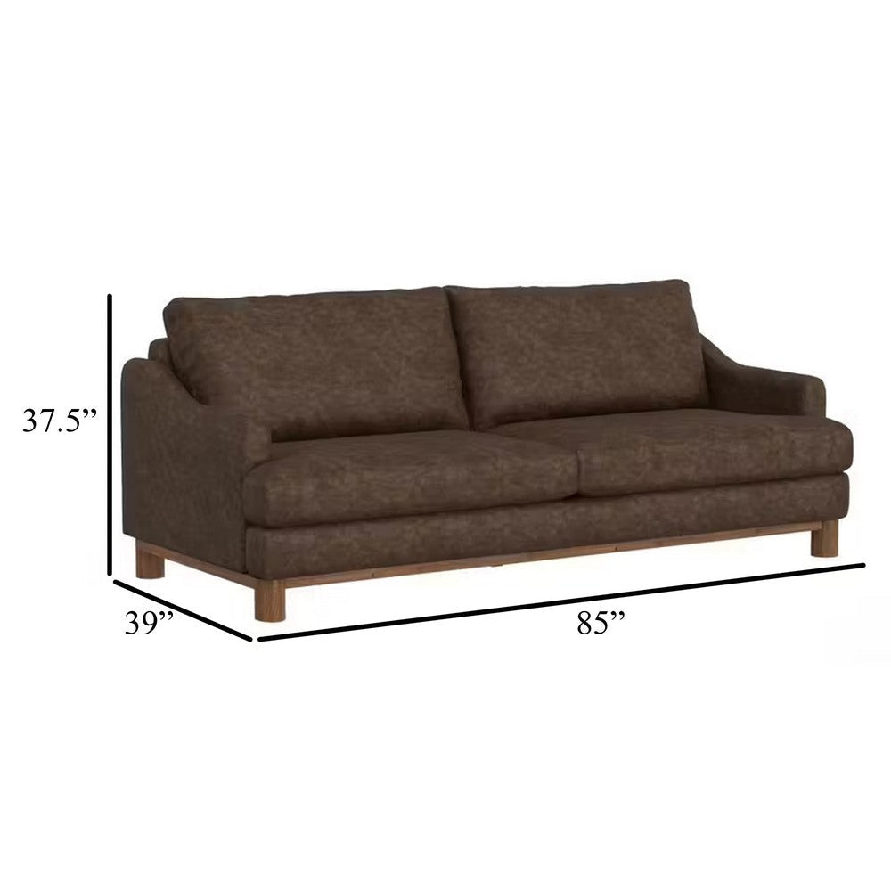 Olum Sofa 2 Throw Pillows Modern 85 Inch Dark Brown Faux Leather