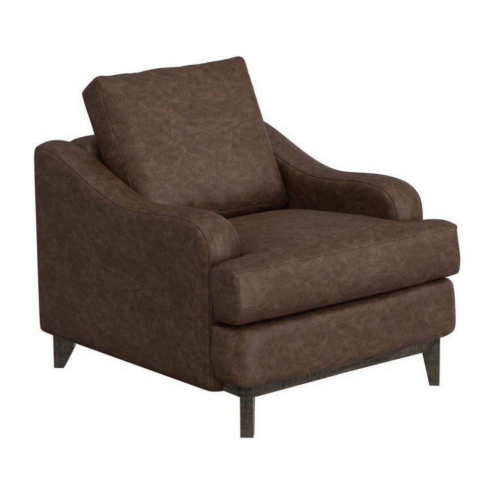 Alfi Armchair Accent Pillow Modern Chocolate Brown Faux Leather