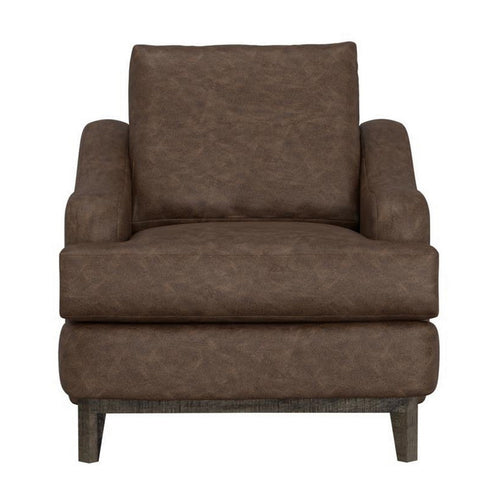 Alfi Armchair, Accent Pillow, Modern Chocolate Brown Faux Leather