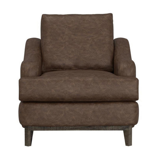 Alfi Armchair, Accent Pillow, Modern Chocolate Brown Faux Leather