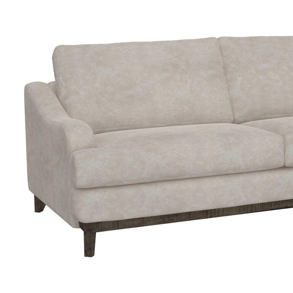Alfi Sofa 85 Inch 2 Accent Pillows Modern Oyster Gray Faux Leather