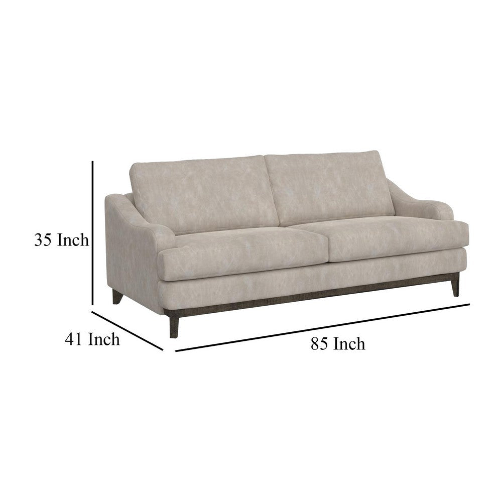 Alfi Sofa 85 Inch 2 Accent Pillows Modern Oyster Gray Faux Leather