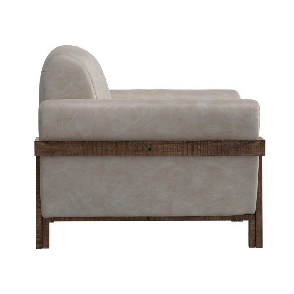 Pola Armchair 2 Throw Pillows Rich Modern Oyster Gray Faux Leather