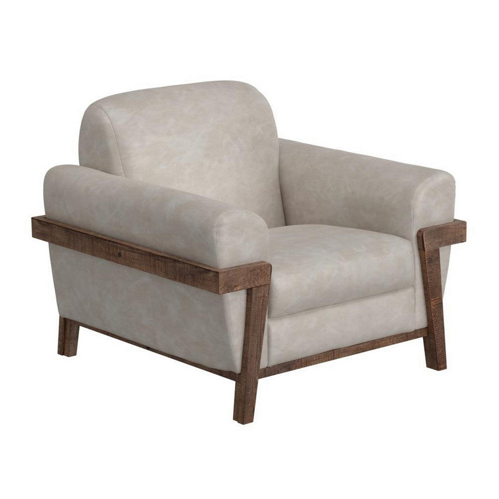 Pola Armchair, 2 Throw Pillows, Rich Modern Oyster Gray Faux Leather