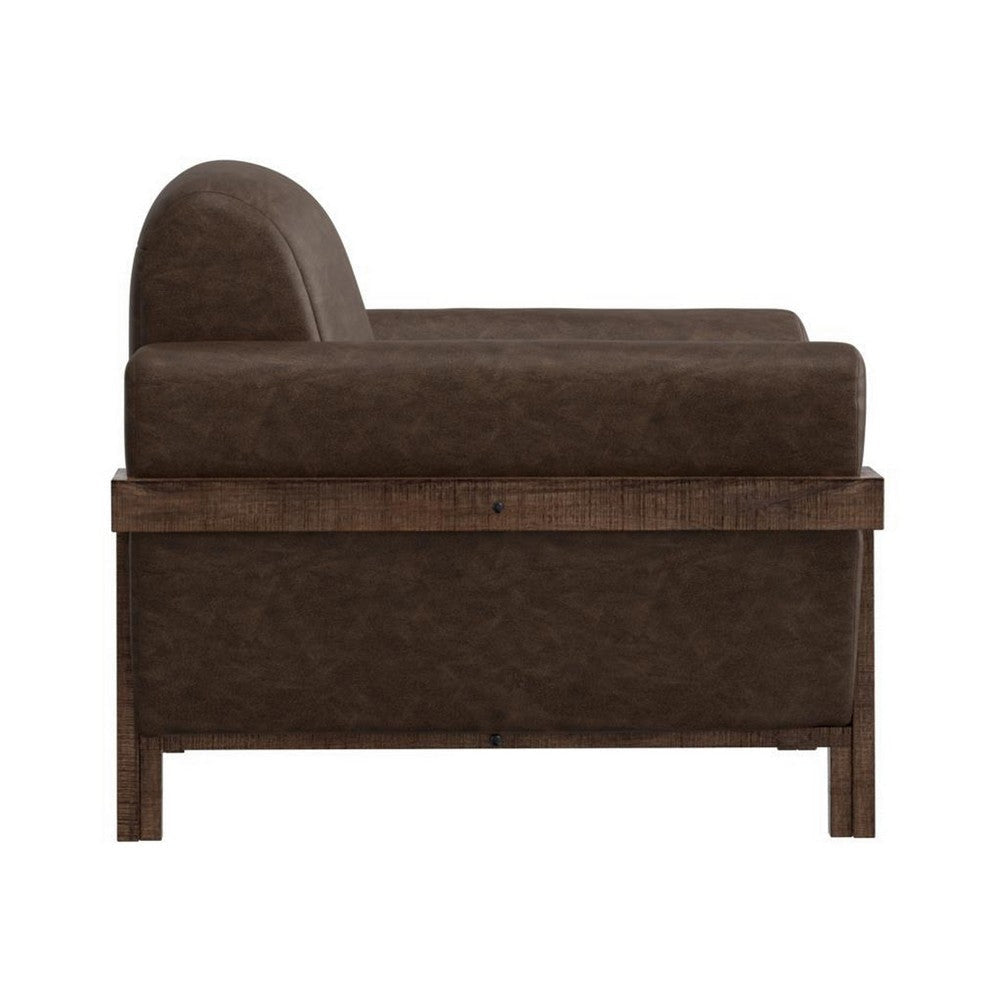 Pola Armchair 2 Throw Pillows Rich Modern Dark Brown Faux Leather